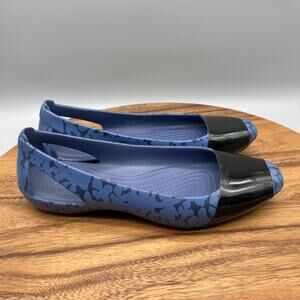 Crocs Sienna Ballet Flats Womens Size 9 Blue Crackle Comfort Slip On Shoes